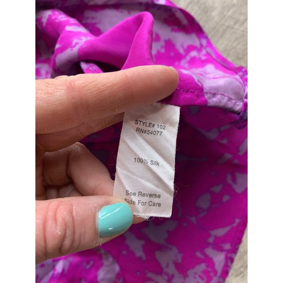 CAbi Top Size small Pink Purple Abstract Sleeveless Silk Blouse Career Dressy - Picture 14 of 15